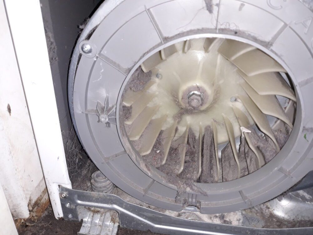 appliance repair dryer repair loud noise required removal of accumulated lint present in the blower impeller belle vista drive belle isle fl 32809