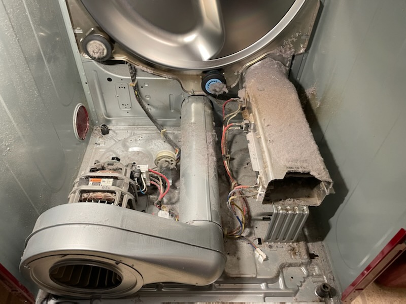 appliance repair electrical dryer repair replacement of heating element assembly on the electrical dryer half moon lake road citrus park tampa fl 33625