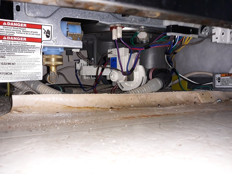 appliance repair dishwasher repair repair require replacement of the broken drain pump motor assembly with a new part palmetto ave okahumpka fl 34762