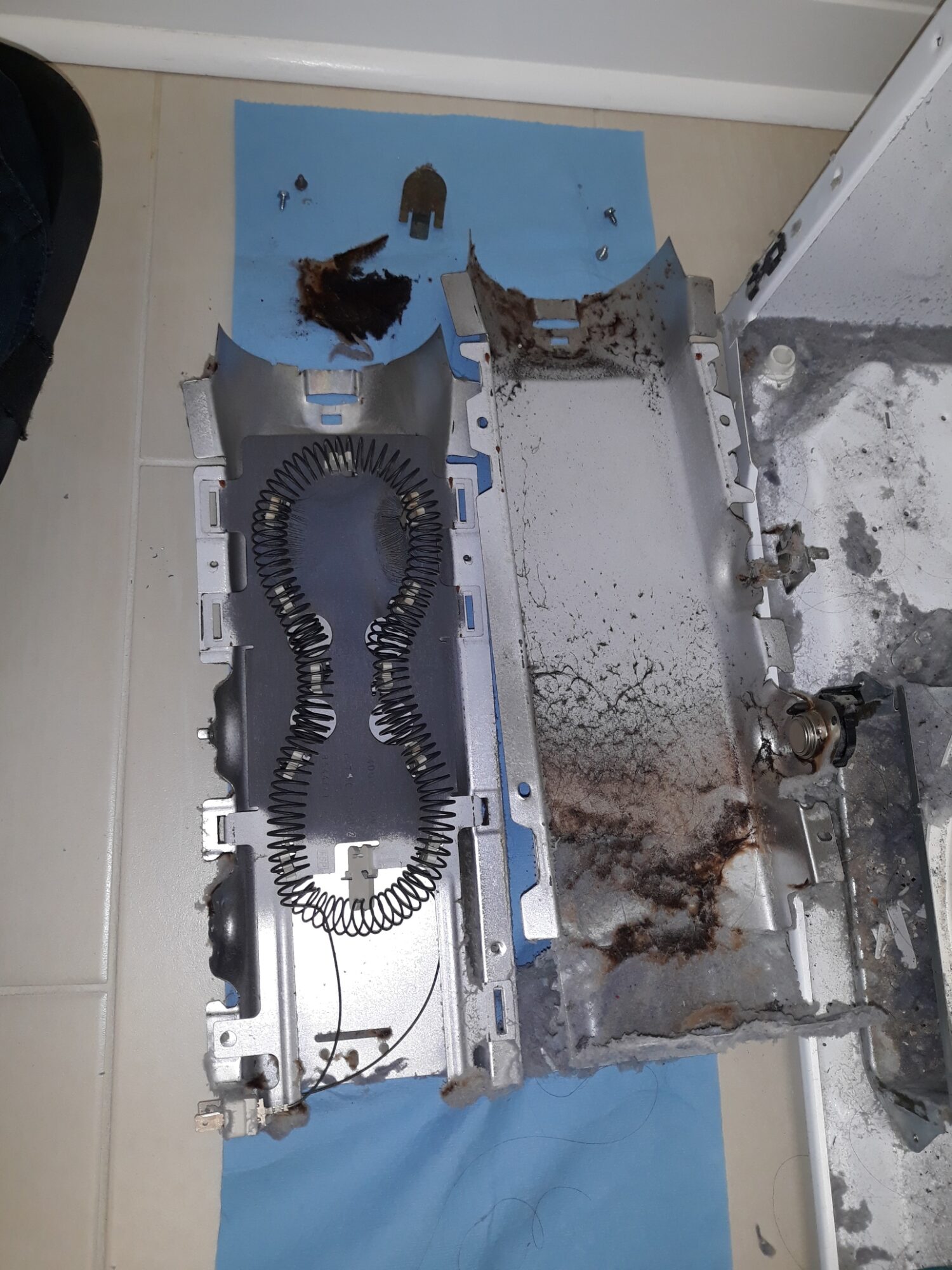 appliance repair dryer repair repair required replacement of the broken heating element assembly and excess lint removal monroe street astatula fl 34705