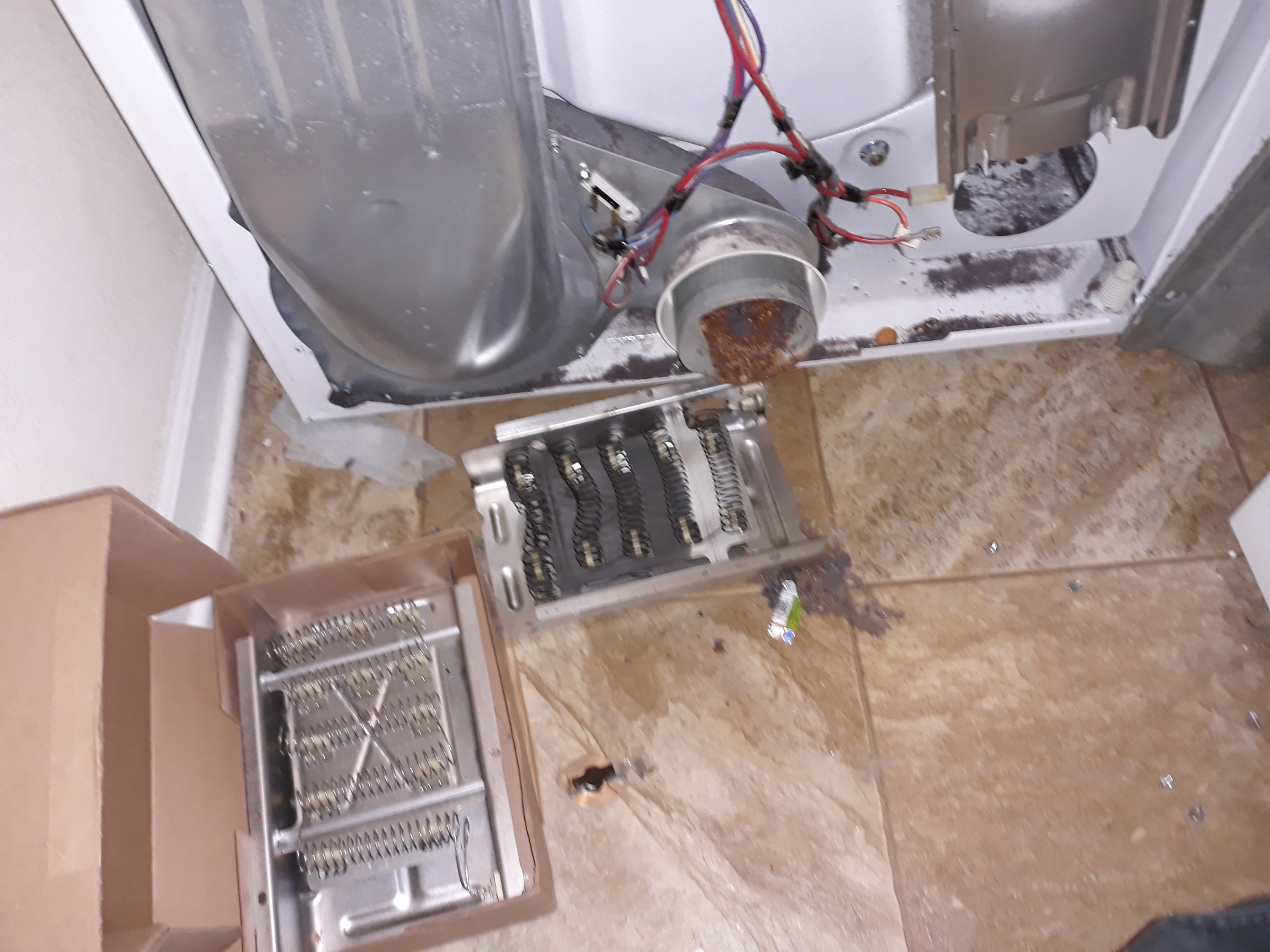 appliance repair dryer repair repaired by replacement of the broken heating element with a new part. walnut ave okahumpka fl 34762
